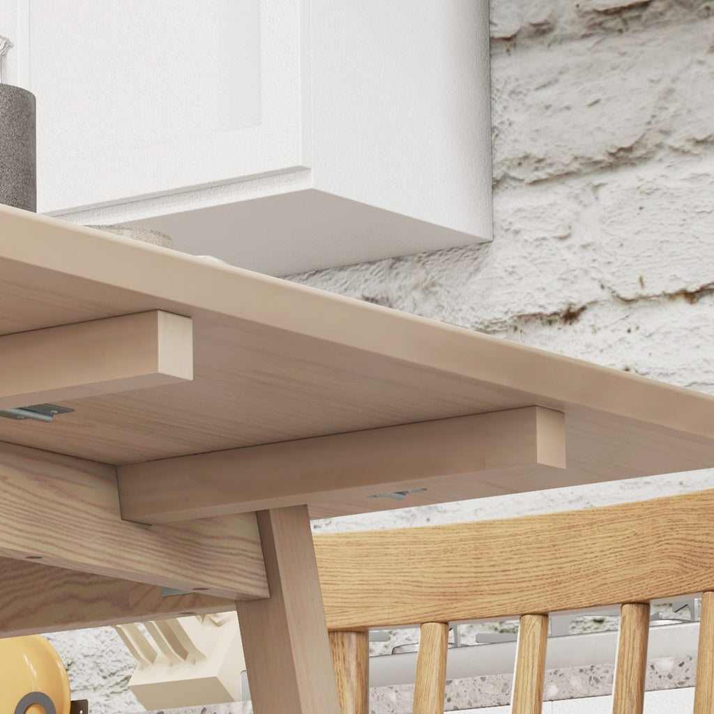 HOMCOM Space-saving folding table with 2 flaps for 2-4 people in pine wood, natural wood color - Borgè
