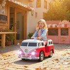 AIYAPLAY Volkswagen T1 Licensed Children's Electric Ride-On Car with MP3 Player, Metal and PP, 89x49x41.5 cm, Red