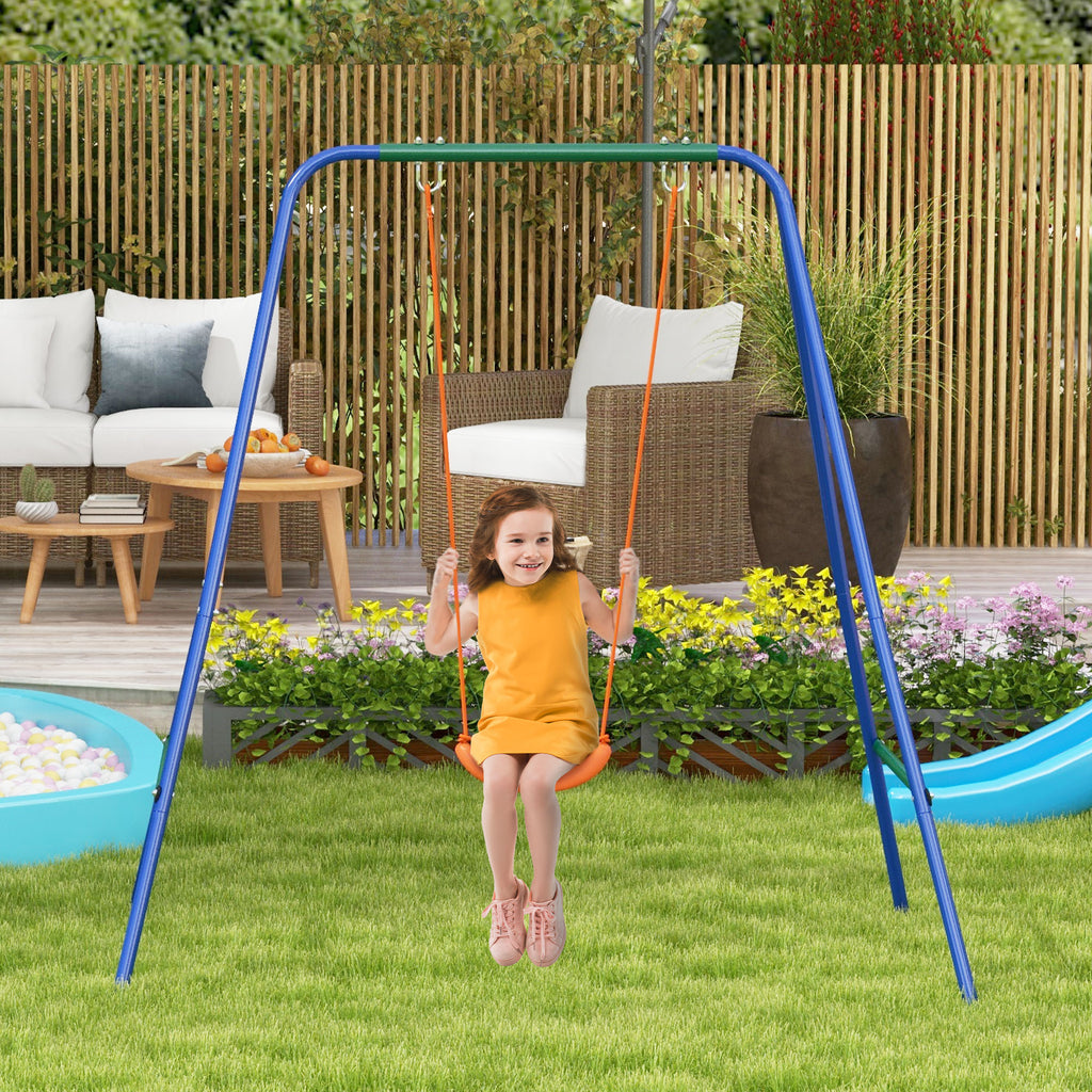 2-in-1 Garden Swing for Babies and Children from 6 Months to 8 Years, Orange and Blue