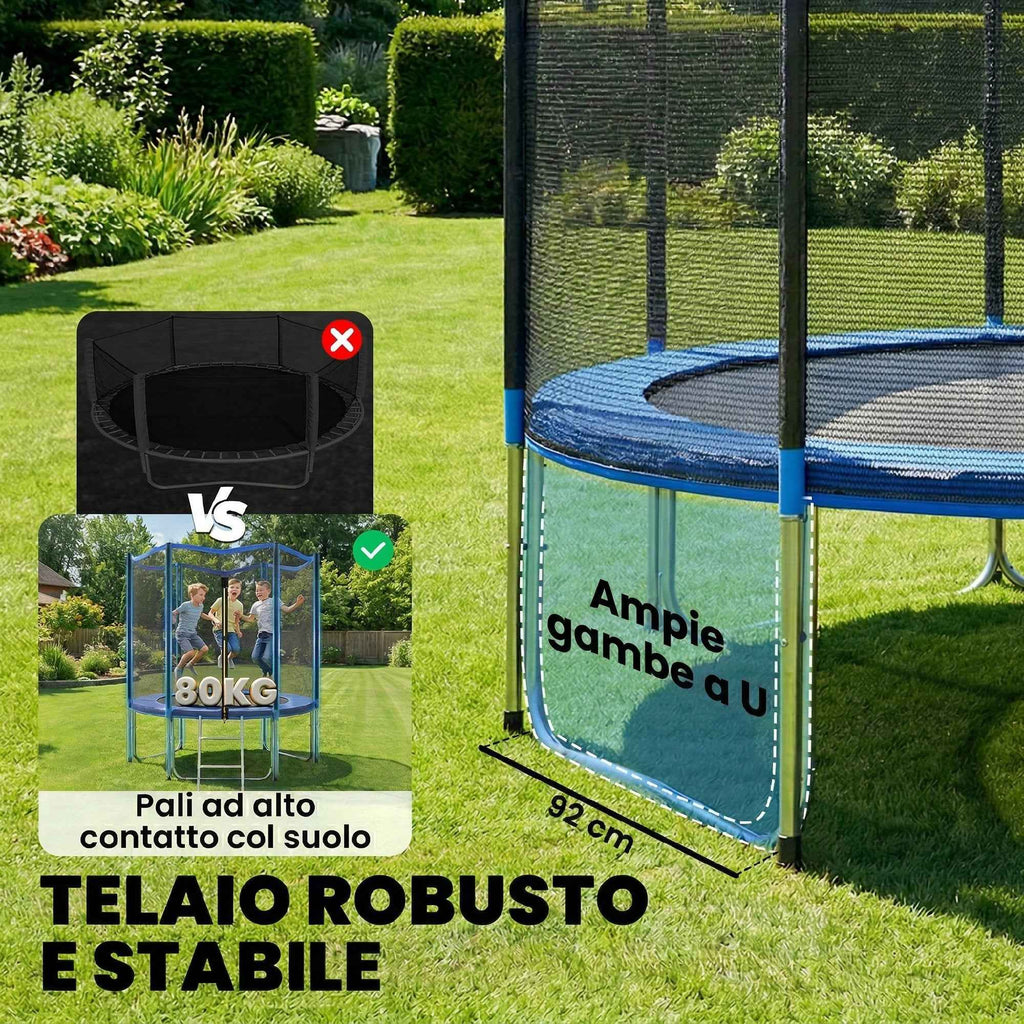 SPORTNOW Garden Trampoline, 183 cm with Safety Net and Ladder