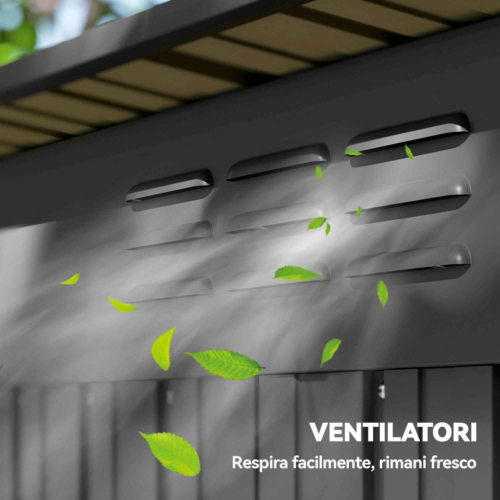 Outsunny Metal Garden Shed with Vents and Sliding Door, 159x106x181 cm, Dark Grey