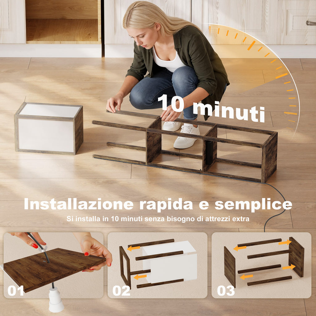 Floor Lamp with Shelves, Dimmable Light, Foot Switch and USB Ports, Brown