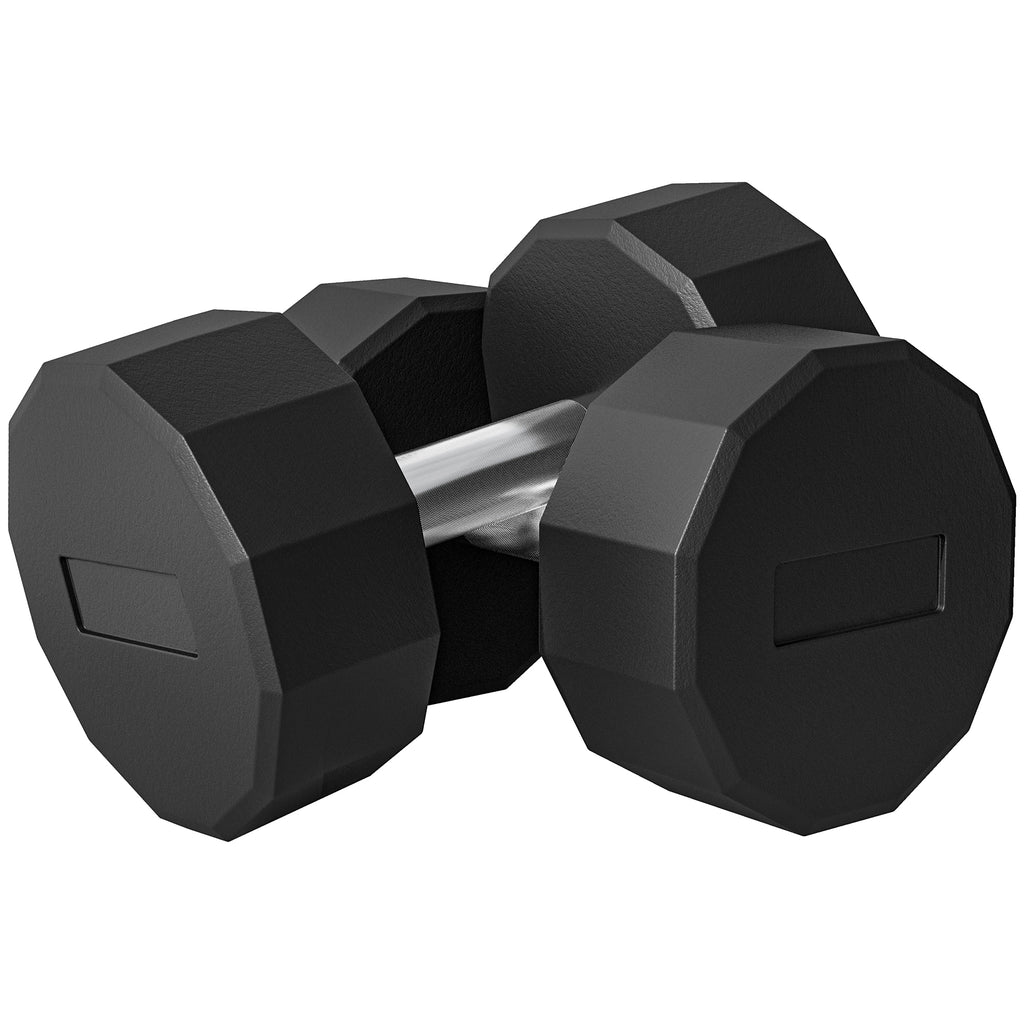 SPORTNOW Set of 2 12-sided Dumbbells weighing 15 kg in Metal and Rubber with Non-Slip Grip, 26x15.5x15.5 cm, Black