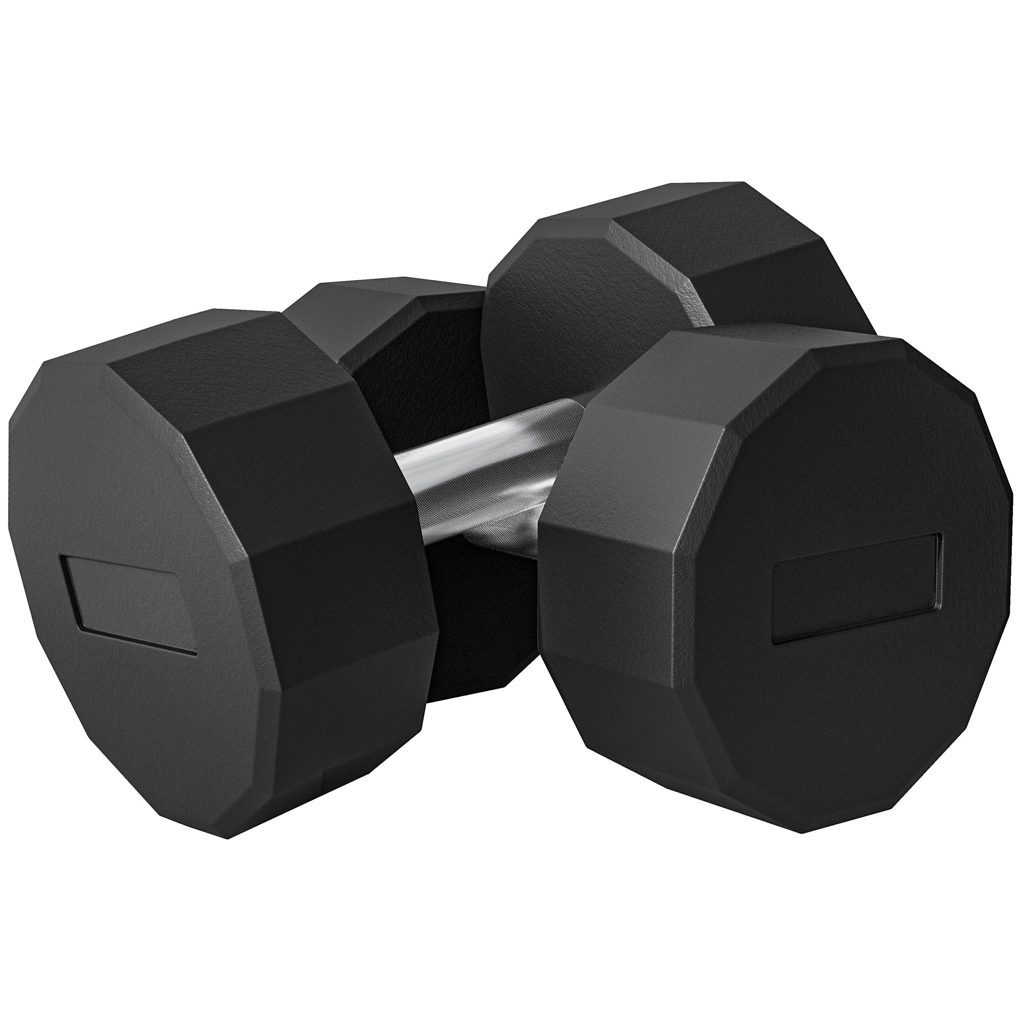 SPORTNOW Set of 2 12-sided Dumbbells weighing 15 kg in Metal and Rubber with Non-Slip Grip, 26x15.5x15.5 cm, Black