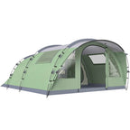 Outsunny Large Multi-Room Tent for 2-4 People, with Windows and Veranda, Green