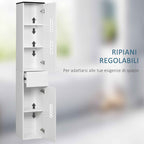 kleankin Bathroom Cabinet with Adjustable Shelf, 2 Closed Shelves and a Wooden Drawer, 30x28x180 cm, White