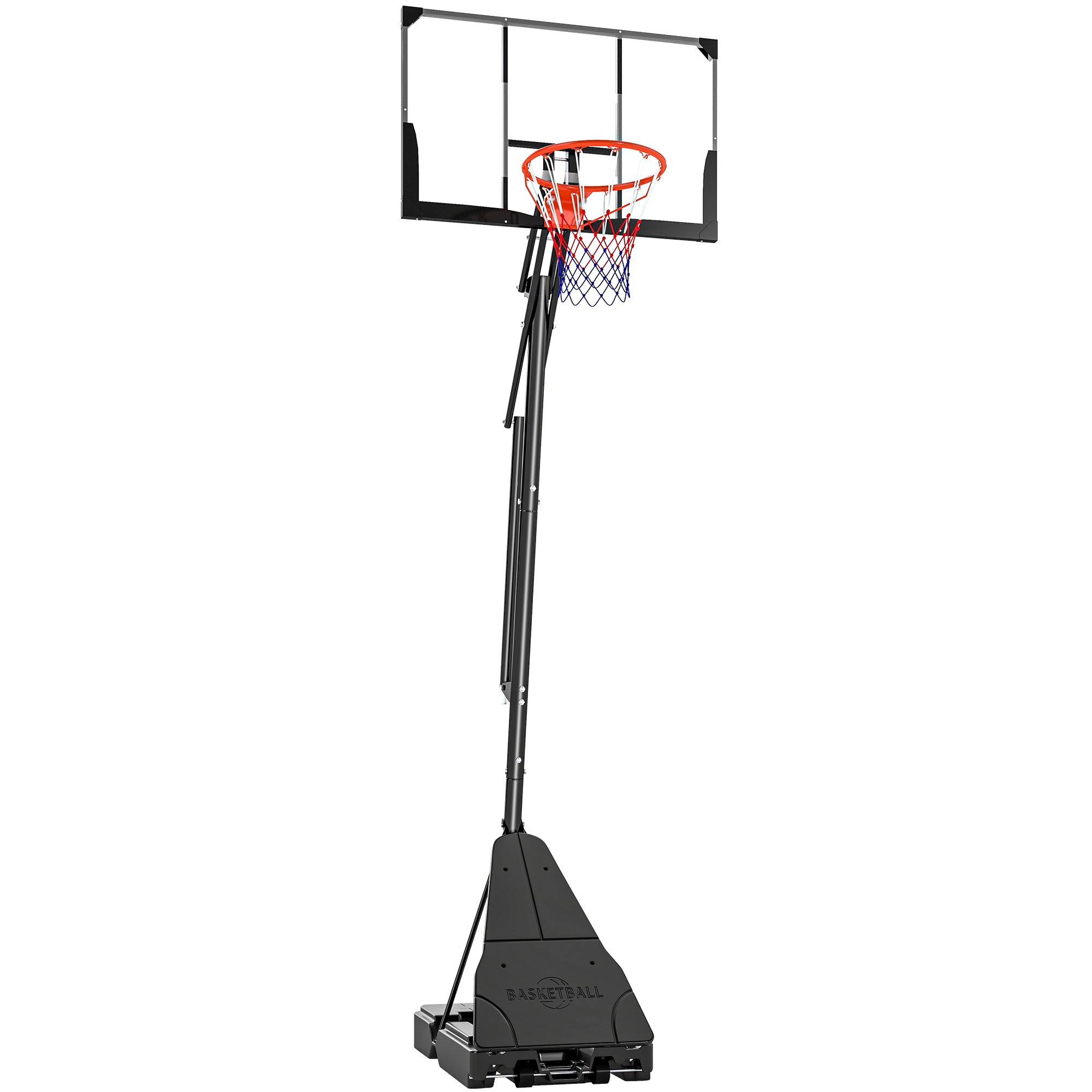 SPORTNOW Portable Outdoor Basketball Hoop, Adjustable 2.45-3.05m, Shatterproof Backboard, Hand Crank Adjustment