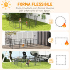 12-Panel Modular Dog Playpen, 80 x 1.5 x 80 cm, Foldable with Steel Door, 12 Pegs, Grey