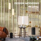 U-Shaped Floor Lamp with 2 Lights, Foot Switch and Marble Base, 26x12x150 cm, White, Black and Gold