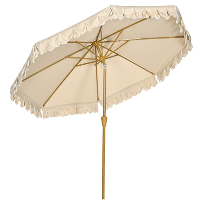 Tilting Garden Umbrella with Crank and Air Vents, 2.7x2.4m, Khaki