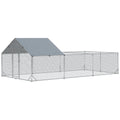 Garden Chicken Coop for 15-18 Chickens in Galvanized Steel and PE with Roof and Lock, 600x300x195 cm