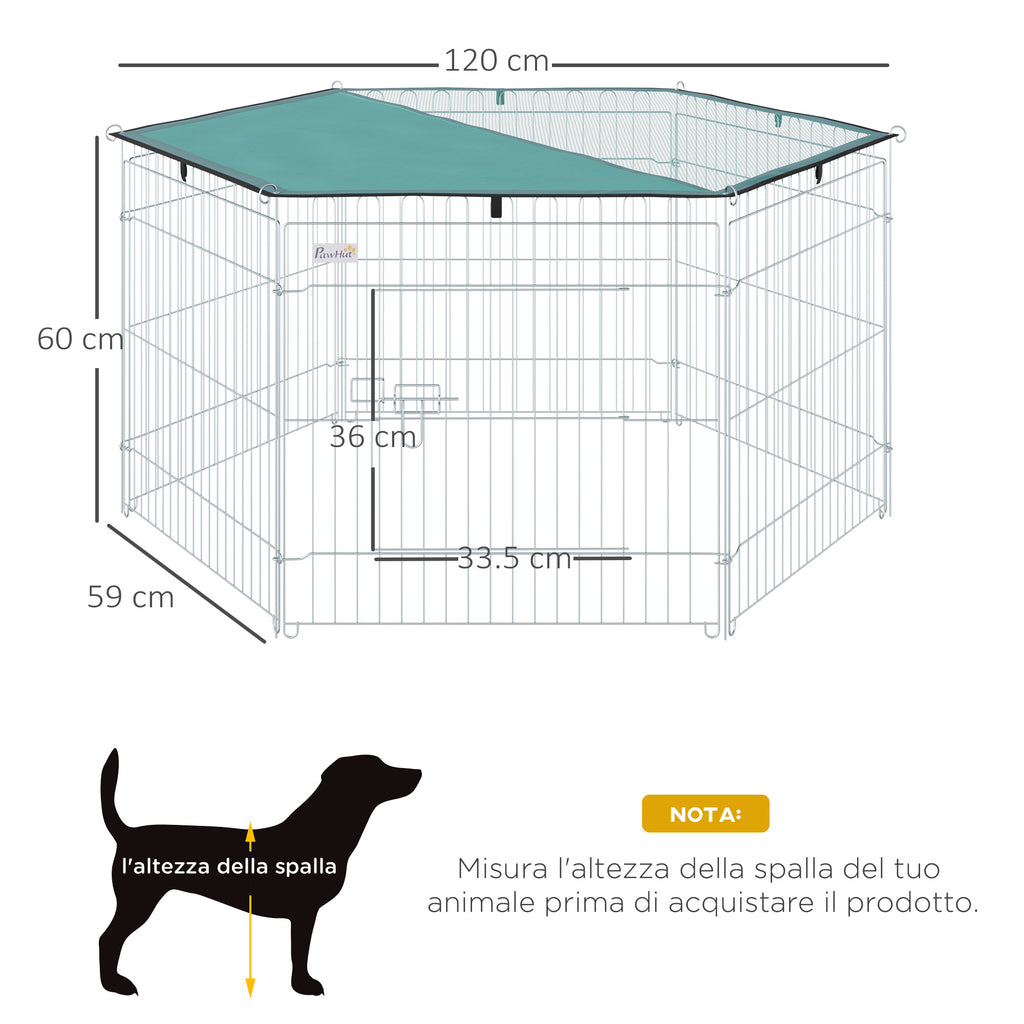 Folding Wire Playpen for Dogs and Puppies Ø120x60 cm with Waterproof Polyester Cover