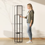 HOMCOM Floor Lamp with Shelves, Dimmable Light, Foot Switch and USB Ports, Black