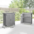 Outsunny Outdoor Storage Cabinet, Wooden Tool Shed with Shelf, with 2 Doors for Garden, Patio, Grey