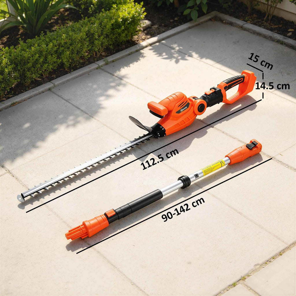 Outsunny Cordless Hedge Trimmer with 2 x 4000mAh Batteries and Aluminum Telescopic Pole