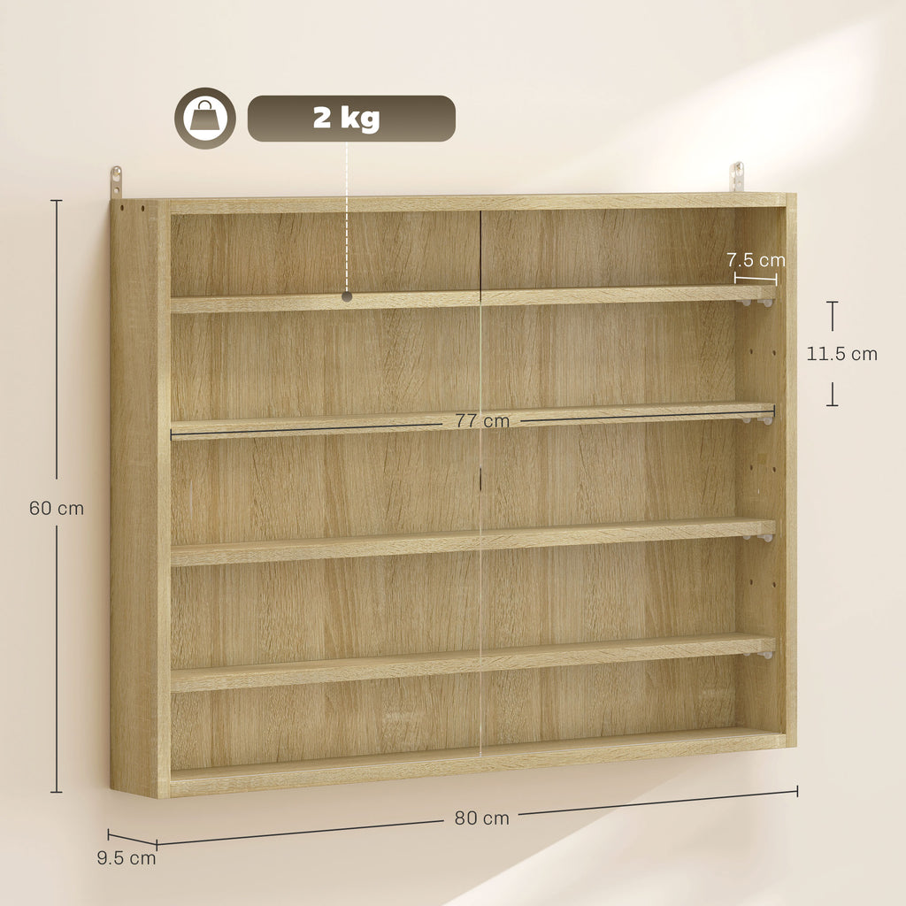 5-Tier Adjustable Wooden Notice Board with Glass Doors, 80x9.5x60 cm, Wood Color