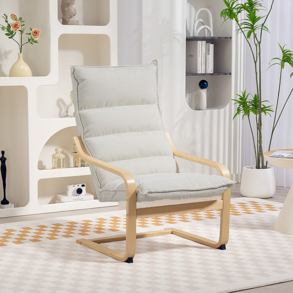 HOMCOM Modern Rocking Chair with Wooden Armrests and Thick Velvet Cushions, 67x83x105 cm, Cream