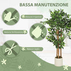 HOMCOM Artificial Green Banyan Tree Plant in PEVA and Wood with PP and Cement Container Pot, 55x55x120 cm