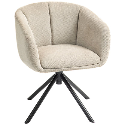 Modern Swivel Chair with Upholstered Seat in Bouclé Fabric for Living Room and Office, Cream