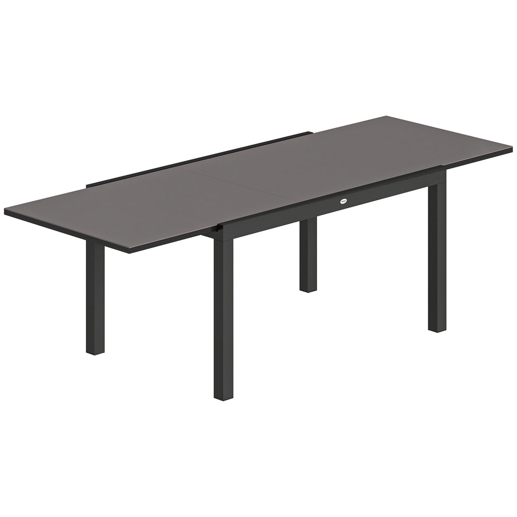 Extendable Garden Table for 8-10 People with Tempered Glass Top, Aluminum, 140/240x90 cm, Black