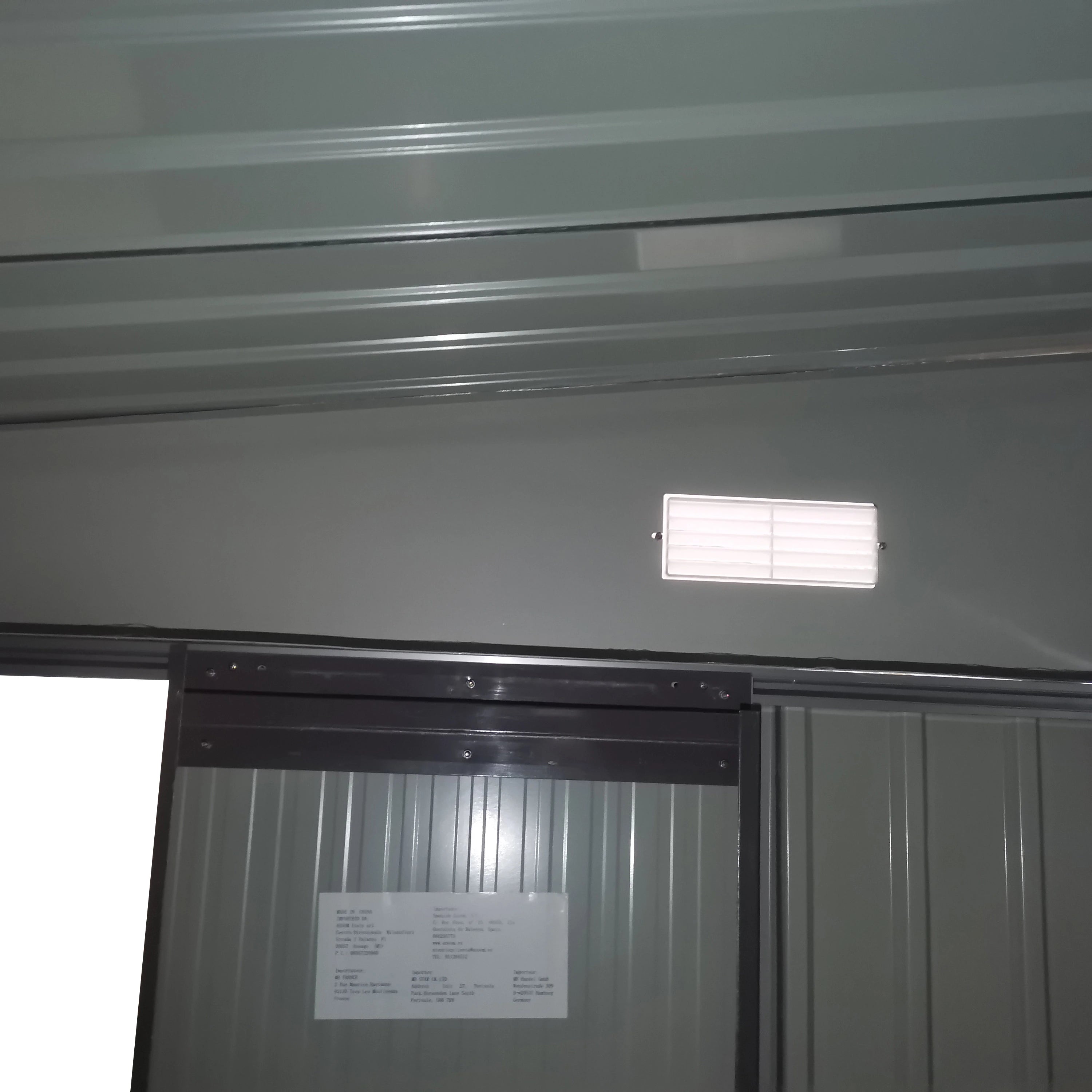 Garden Storage Shed with Sliding Door, Steel, 345x280.5x169-201cm, Black - Borge' Group Limited