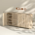 Sideboard with 2 Cabinets, Soft-Close Doors and Adjustable Shelves, 157x39x82 cm, Natural Wood