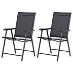 Outsunny Set of 2 Folding Garden Chairs with Metal and Texteline Armrests, 58x64x94cm, Black
