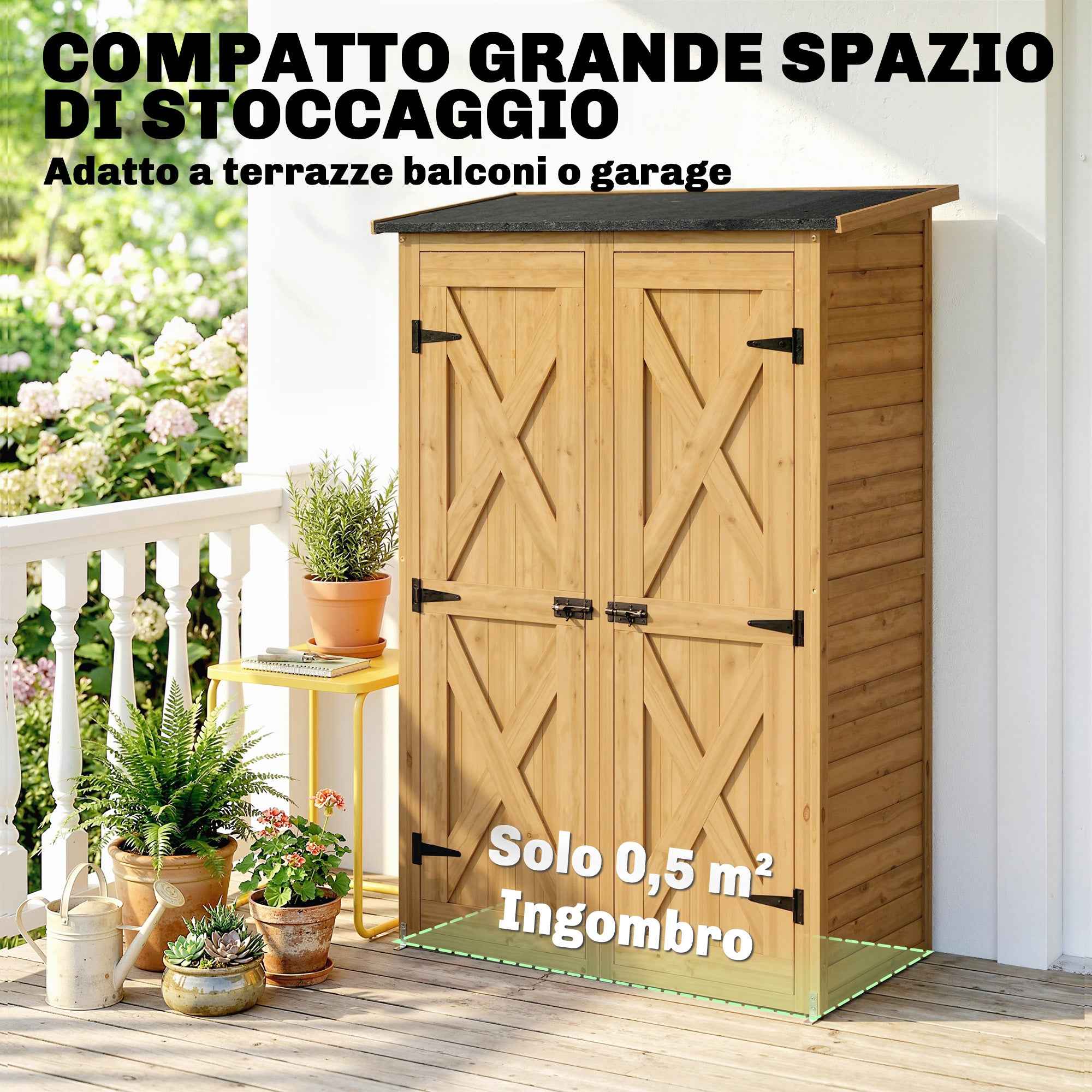 Outsunny Brown Wooden Shed, Tool Storage with 2 Shelves