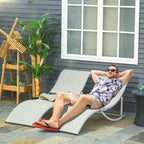 Outsunny Set of 2 Folding Garden Loungers, Aluminum and Textilene Sun Lounger, 61x165x63 cm