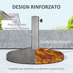 12 kg Umbrella Base with Integrated Crank, in Resin, Metal and Cement, Ø46x33 cm, Bronze