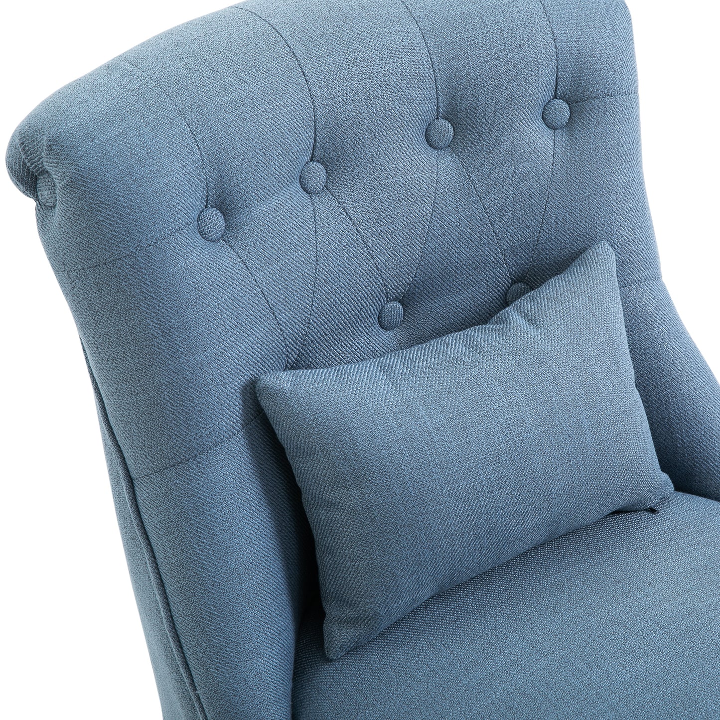 HOMCOM Padded Living Room Armchair with Cushion, in Linen and Wood Effect Fabric, 52.5x69x77 cm, Blue