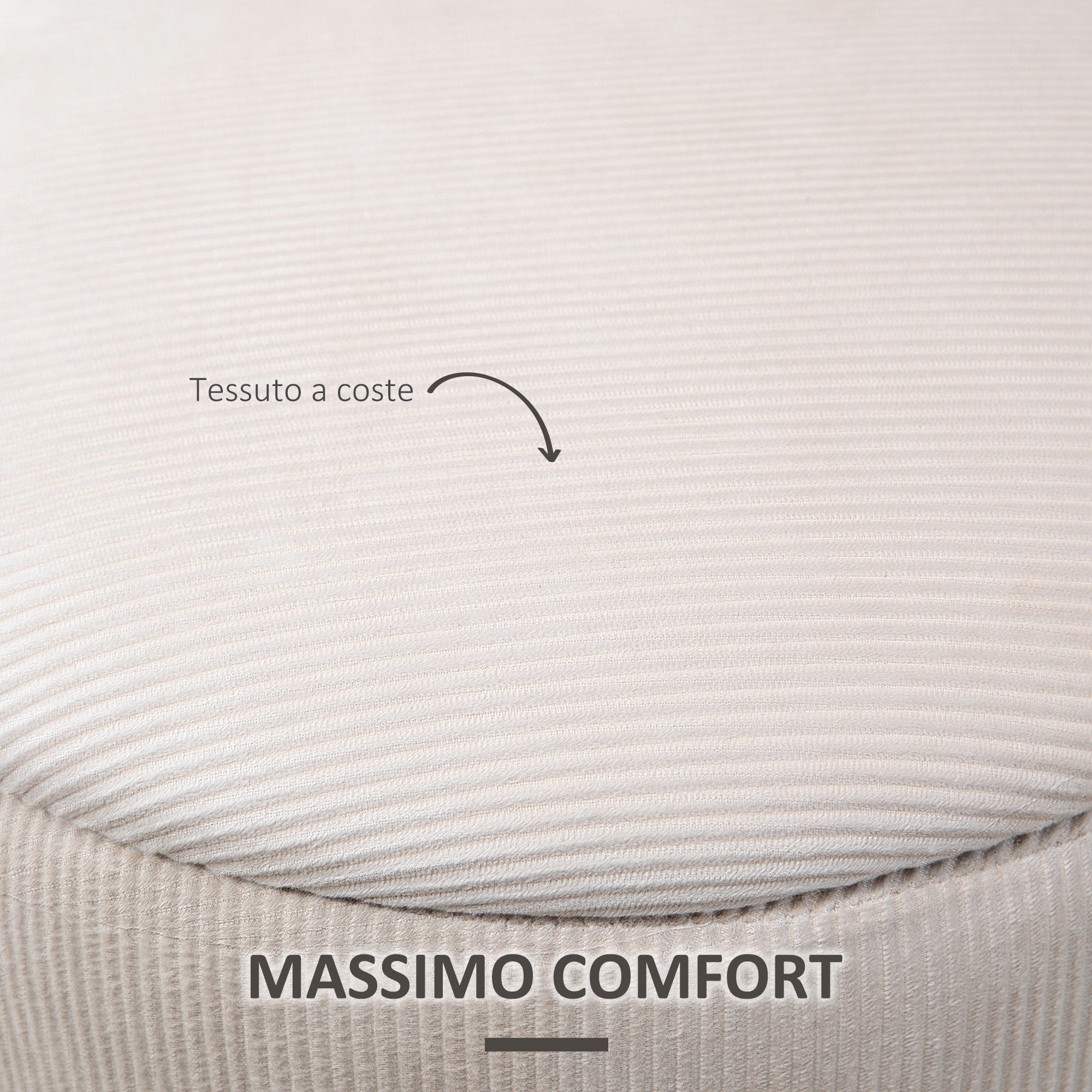 Set of 2 Round Corduroy Storage Ottomans, White