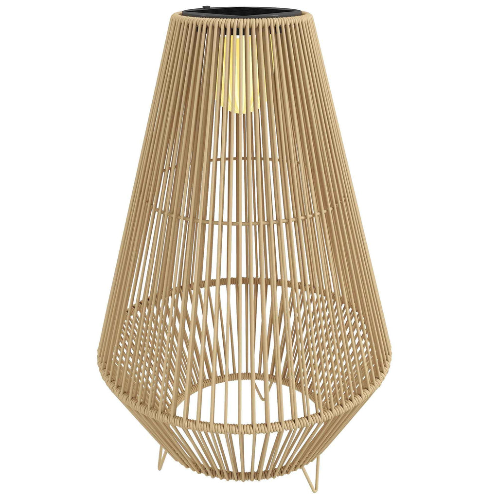 Outsunny Waterproof Solar Lamp with Automatic Switching, in Rattan and Steel, 35x35x55 cm, Yellow