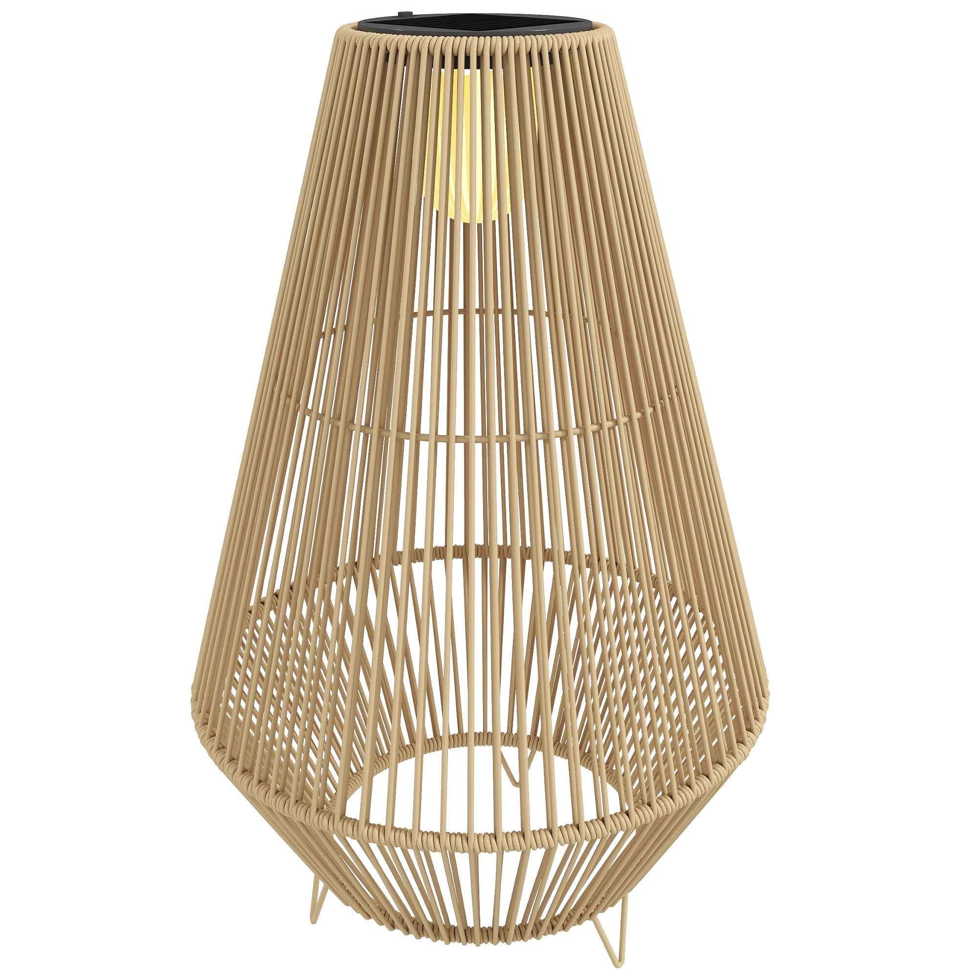 Outsunny Waterproof Solar Lamp with Automatic Switching, in Rattan and Steel, 35x35x55 cm, Yellow