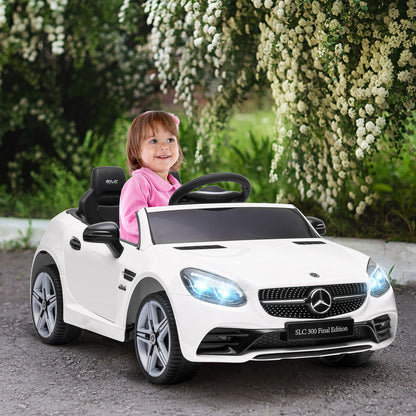 AIYAPLAY Electric Ride-On Toy Car for Children Licensed Mercedes SLC 300 with Remote Control, in PP and Metal, 107x62.5x44 cm, White