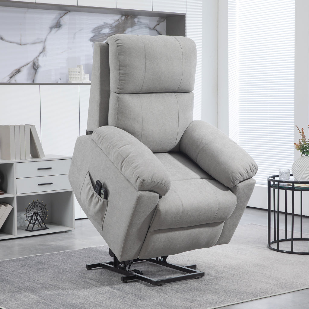 135° Reclining Lift Chair with 8 Massage Points and Footrest, 89x99x103 cm, Light Grey