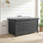 Outsunny 350L Metal Storage Box with Lockable Lid, Wheels, Side Handles, Grey