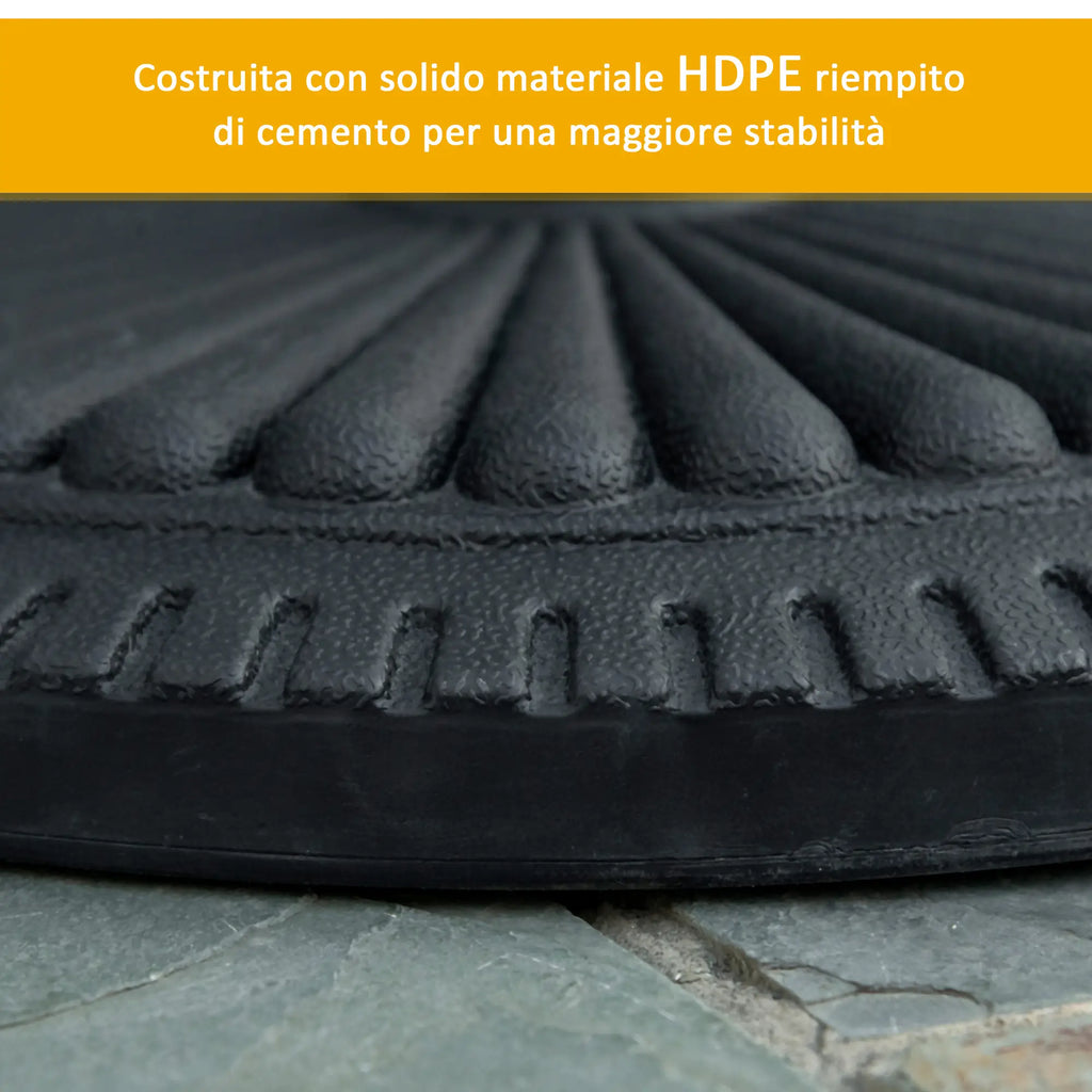 14kg HDPE Round Umbrella Base for Ф35-38-48mm Poles, Ø49x32A cm, Black - Borge' Group Limited