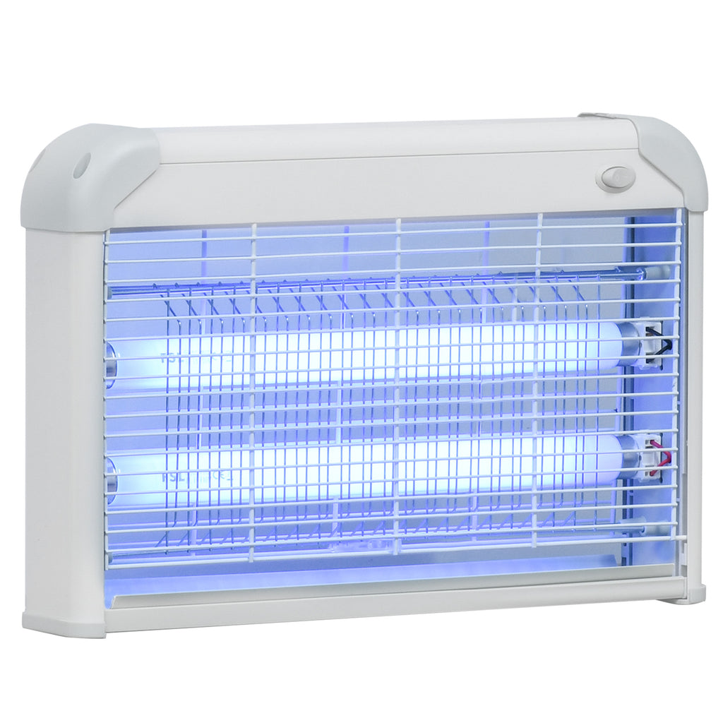 Outdoor and Indoor Electric Insect Killer with UV Mosquito Lamp for 60m², 20W Electric Mosquito Killer, Grey and White