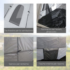 2-3 Person Camping Tent with Veranda, 210x210x150cm, Grey and White