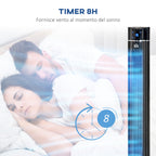 HOMCOM 60W Column Fan with 3 Speeds, 3 Modes and 8h Timer, in ABS, Ø32x106.8 cm, Black - Borgè