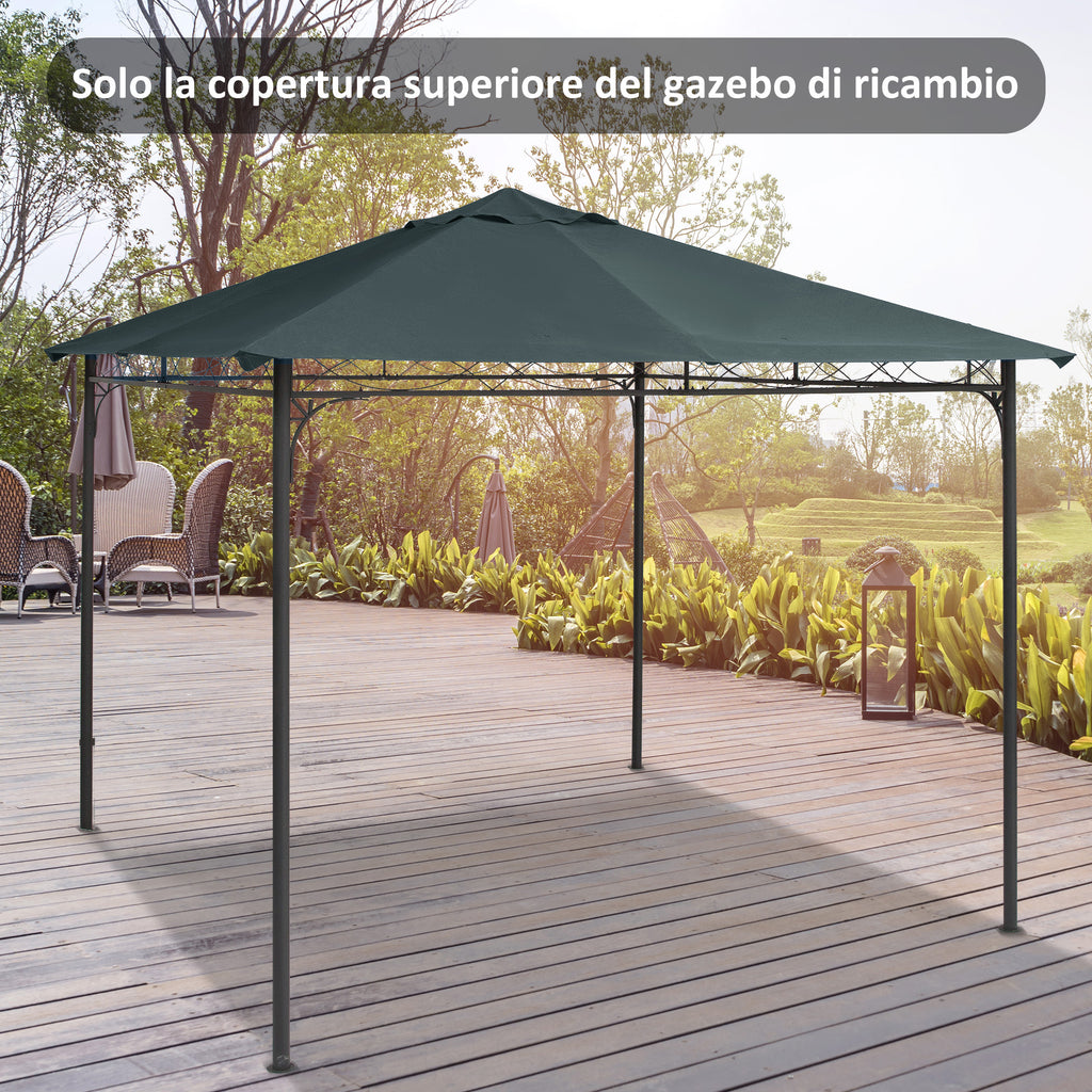 Replacement Roof for Gazebo 3x3 m in Gray Polyester with 8 Ventilation Holes