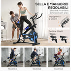 SPORTNOW Home Exercise Bike with Adjustable Handlebar and Saddle and LCD Monitor, in Steel and ABS, 118x50x105-115 cm, Blue