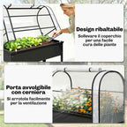 Outsunny Raised Vegetable Garden Bed with Mini Greenhouse Cover and Drainage Hole, 100x49x136 cm, Black