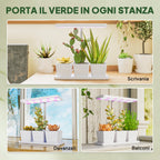 30 LED Plant Grow Lights with 3 Pots, Timer and Dimmable Lighting, 31.8 x 13.4 x 18.6-35.6 cm, White