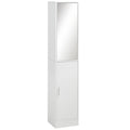 kleankin 5-Shelf Wooden Bathroom Cabinet with Opening Mirror Door, 32x28x162 cm, White
