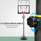 Basketball Hoop Adjustable Height 160-210cm, Steel Structure and Base with Wheels, Transparent PE Backboard