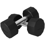 SPORTNOW Set of 2 12-sided Dumbbells weighing 10 kg in Metal and Rubber with Non-Slip Grip, 26x13x13 cm, Black