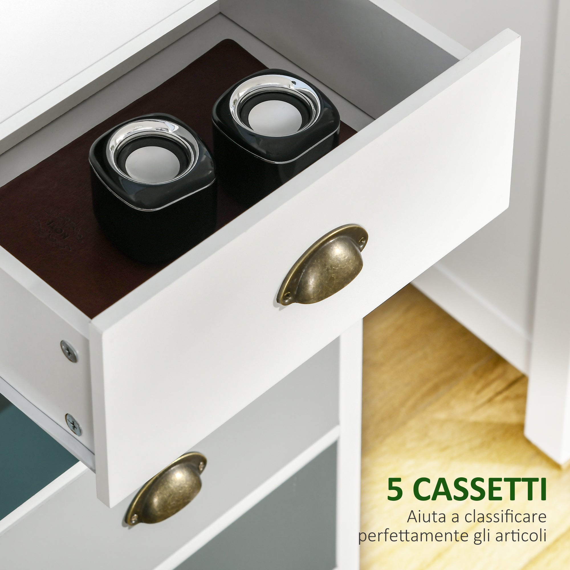 Chest of Drawers with 5 Colourful Drawers, Tall and Space-Saving Dresser, Multi-Coloured Blue