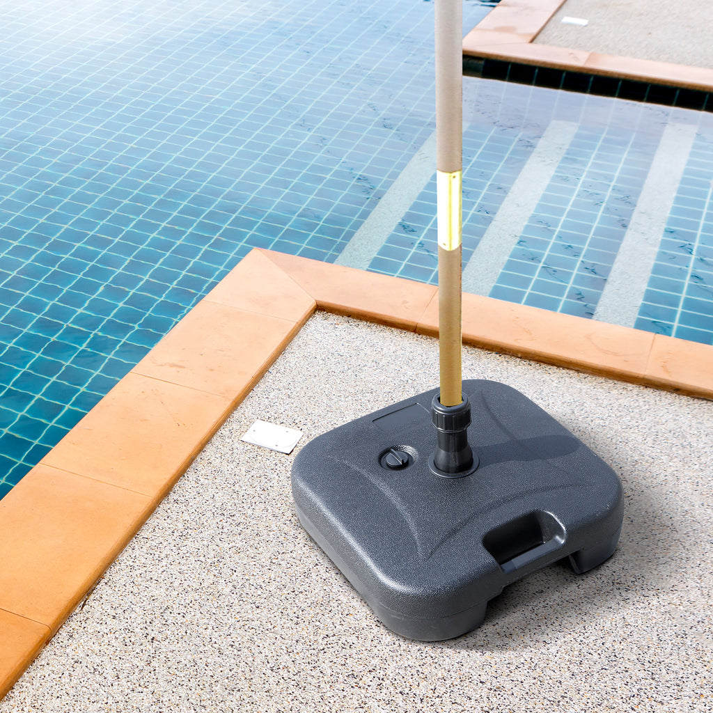 HDPE Garden Umbrella Base, Umbrella Base with Handle, Umbrella Stand with Ø38mm Poles, Fillable with 20kg of Water and 30kg of Sand, Black
